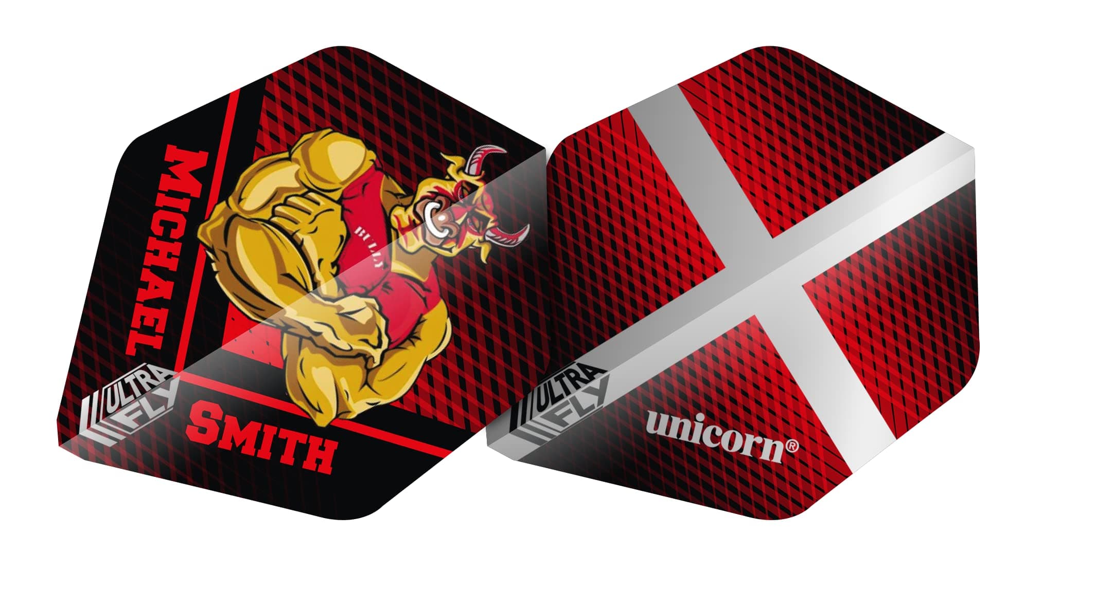 UltraFly Dart Flights | Michael Smith Bully Boy Snorting Bull Design | AR Type 2 Shape| Ultra Durable 75 Micron Polyester PET