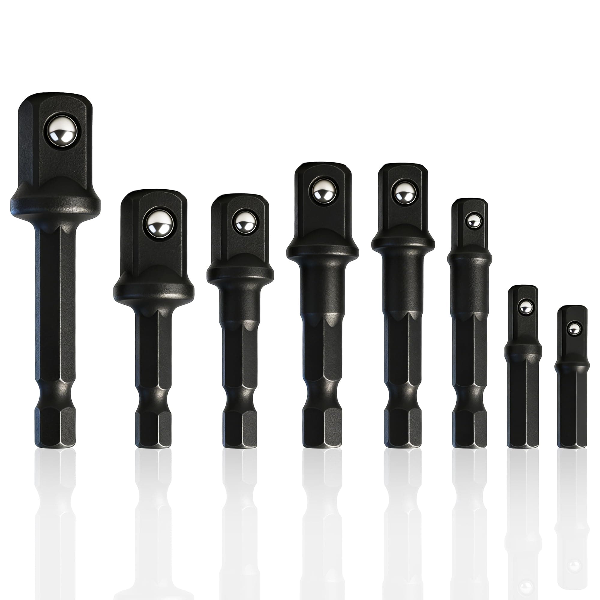 8-Piece Impact Sockets Adapter Sets, Hex Shank 1/4" 3/8" 1/2"