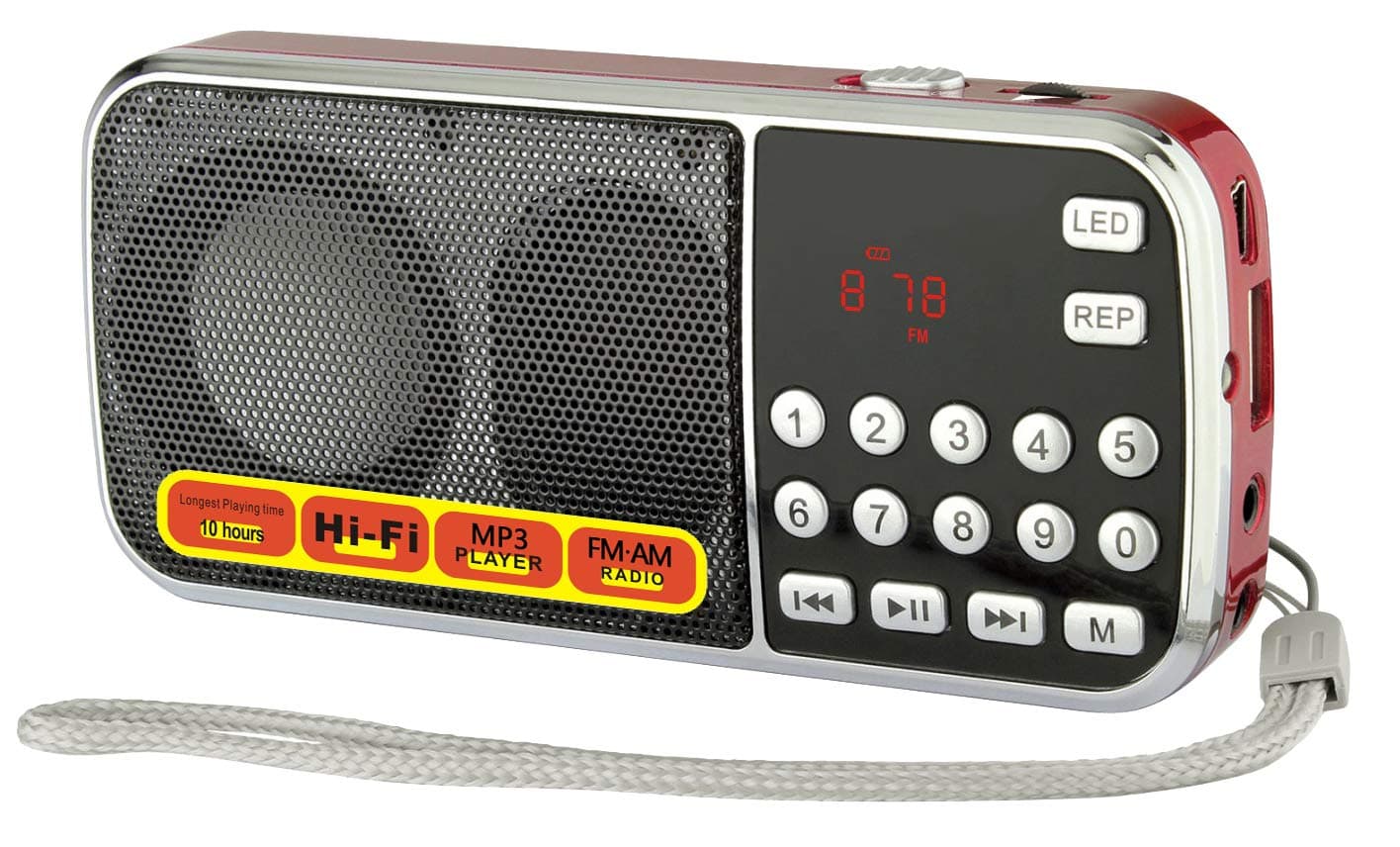 Portable Mini USB FM Radio Speaker Music Player Micro SD/TF Card For PC iPod Phone (088 Red)