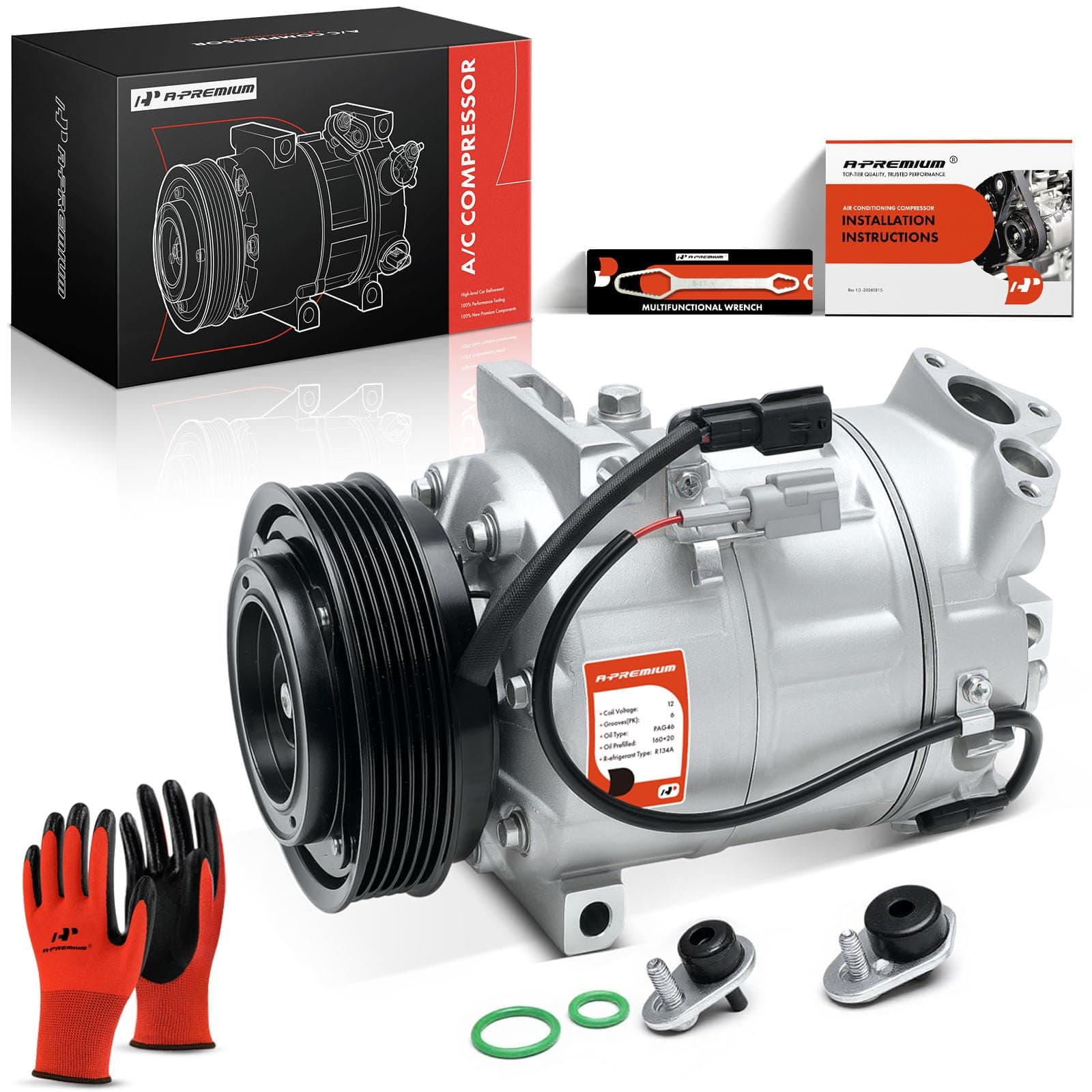A-Premium Air Conditioner AC Compressor with A/C Clutch Compatible with Nissan Altima 2.5L 2019-2024, Rogue 1.5L/2.5L 2021 (with DCS-17EC Compressor)