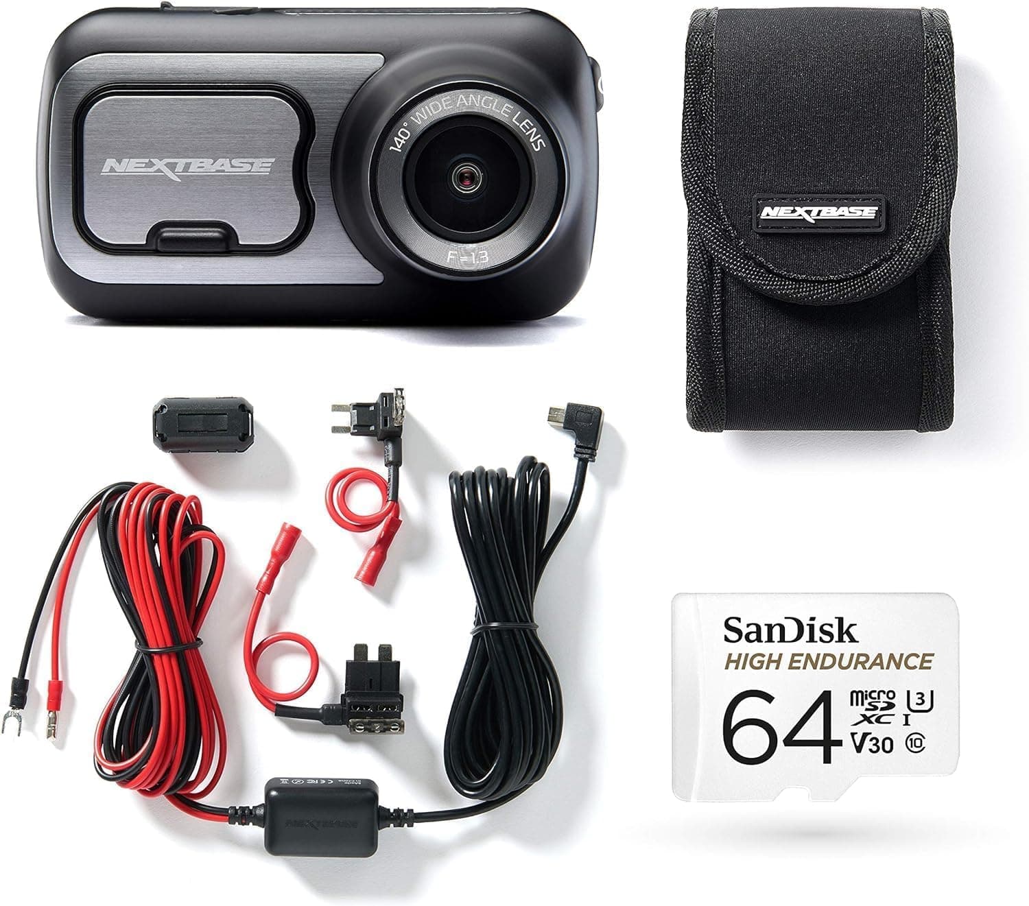 Nextbase 422GW Dash Cam Front - 1440p 2K Car Camera Dashcam - WiFi, GPS, Bluetooth, Night Vision, Parking Mode, Emergency SOS, G-Sensor, IPS Touch Screen - Includes Hardwire Kit, 64GB Micro SD & Case
