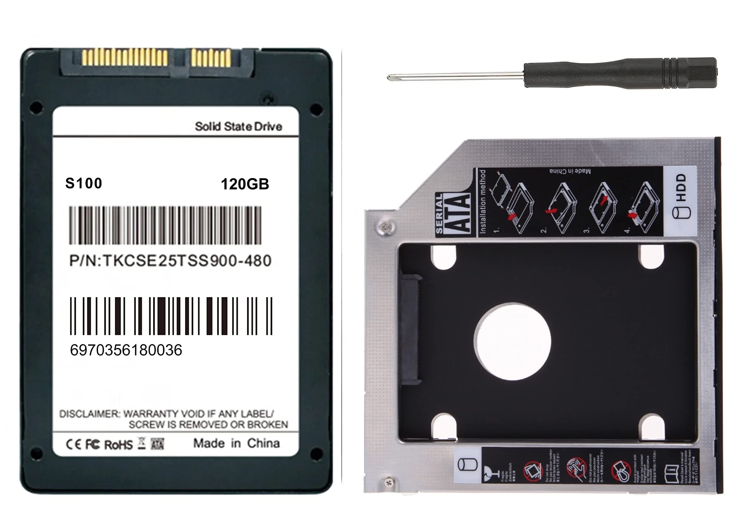Witamy Sata Caddy 2.5-inch Hard Drive Disk HDD and WD 120 GB Green SSD Solid State Drive Combo for All Laptops (12.7 mm, Multicolour)