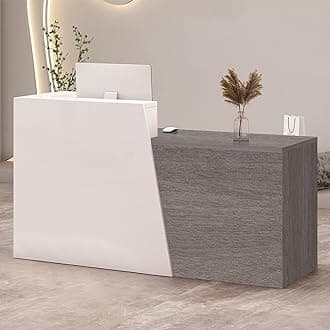 Retail Reception Desk with Storage, Modern Checkout Counter for Store, Anti-Scratch Front Desk for Salon, Boutique, Cafe – Easy Assembly L 45.3" x 16.5" x 39.4"