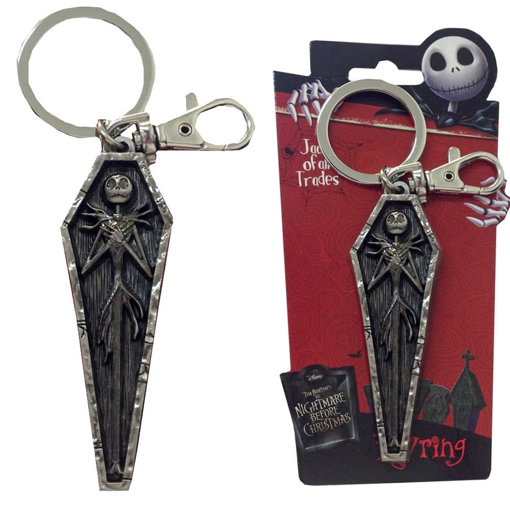 Nightmare Before Christmas Jack in Coffin Pewter Key Ring,Multi-colored,3"