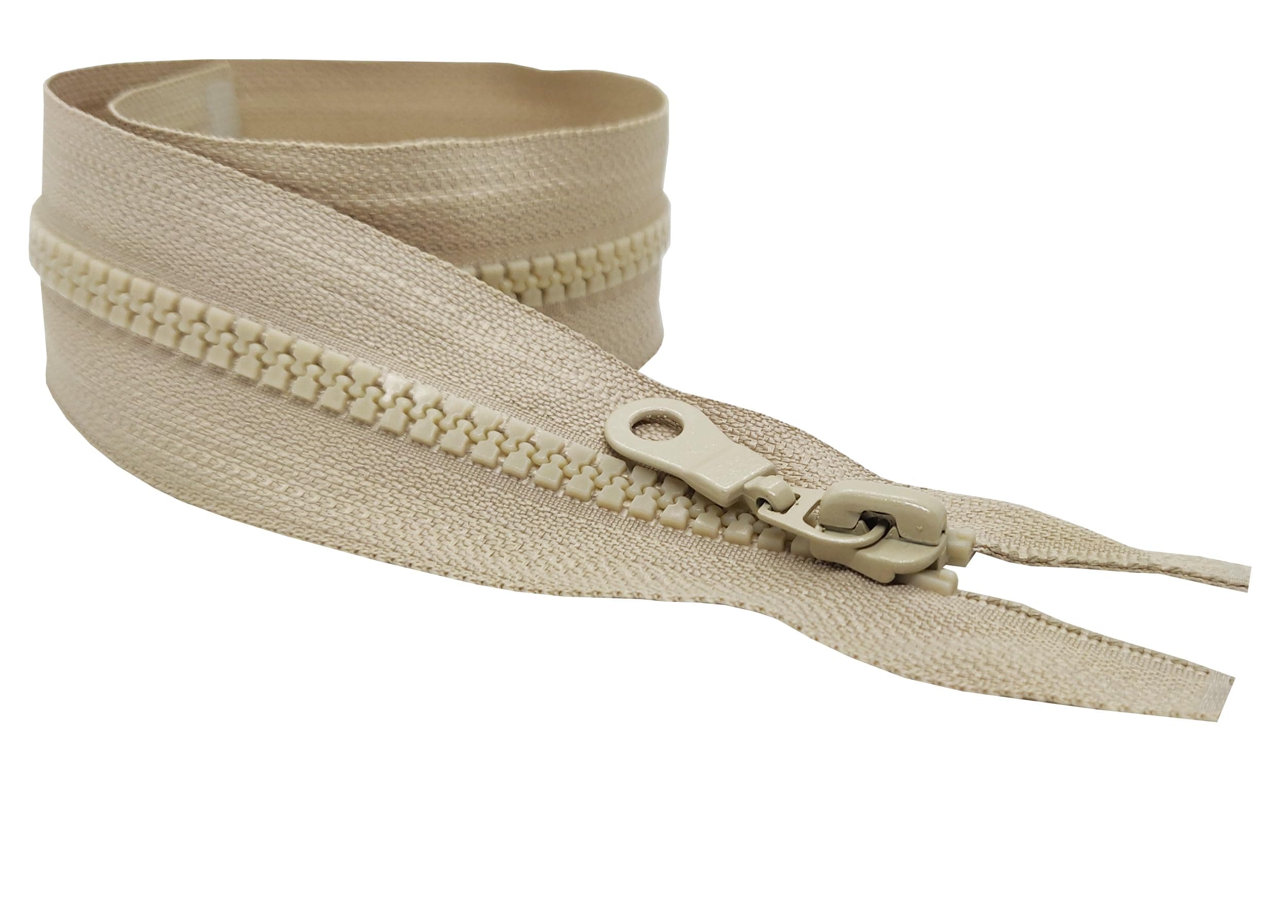 1pc Beige Chunky Zip Open-End Single Fastener Plastic Resin Zipper Size #5 One Way Ideal for Jackets Coats Fleeces 30-85cm (70cm (27”))