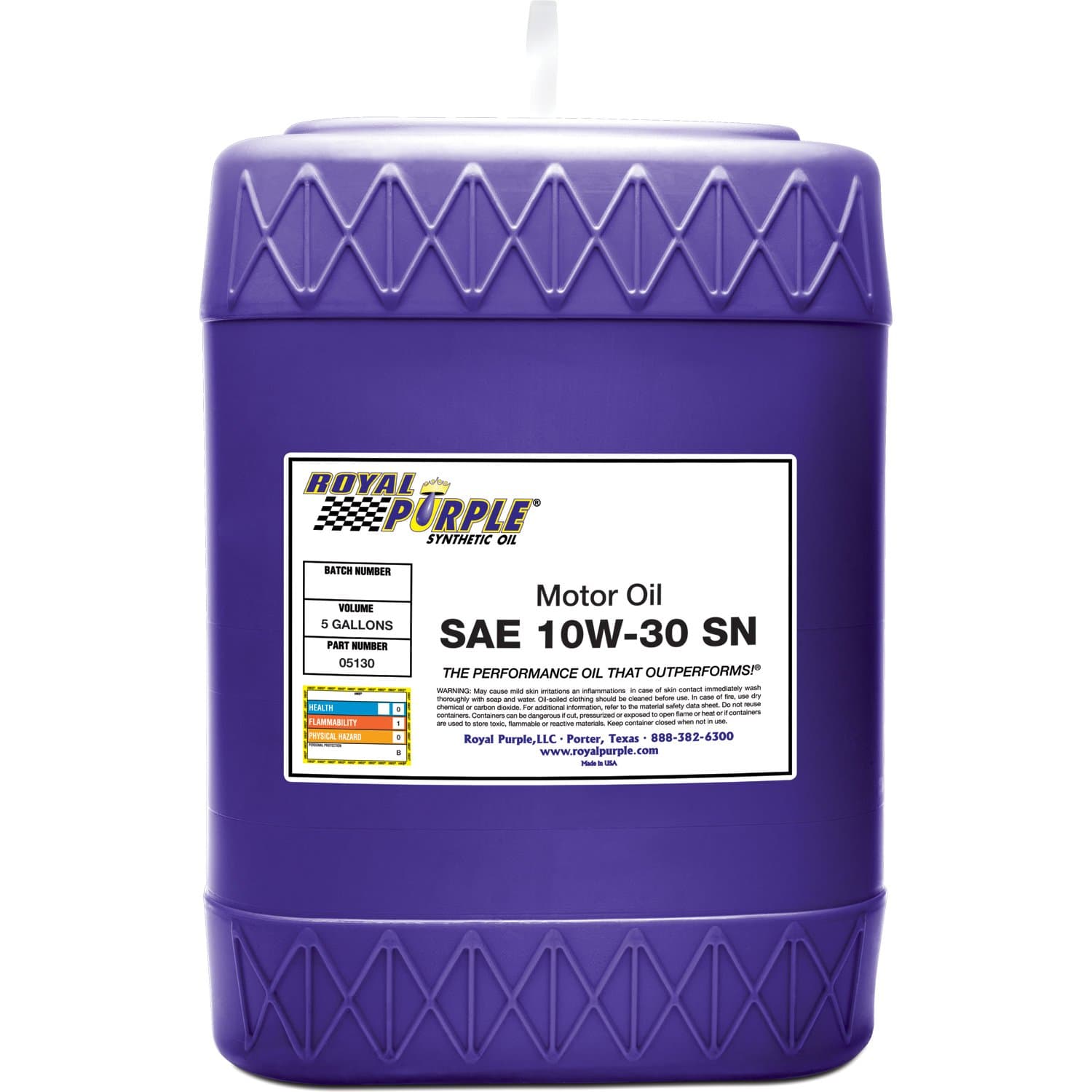 Royal Purple 05130 API-Licensed SAE 10W-30 High Performance Synthetic Motor Oil - 5 Gallon