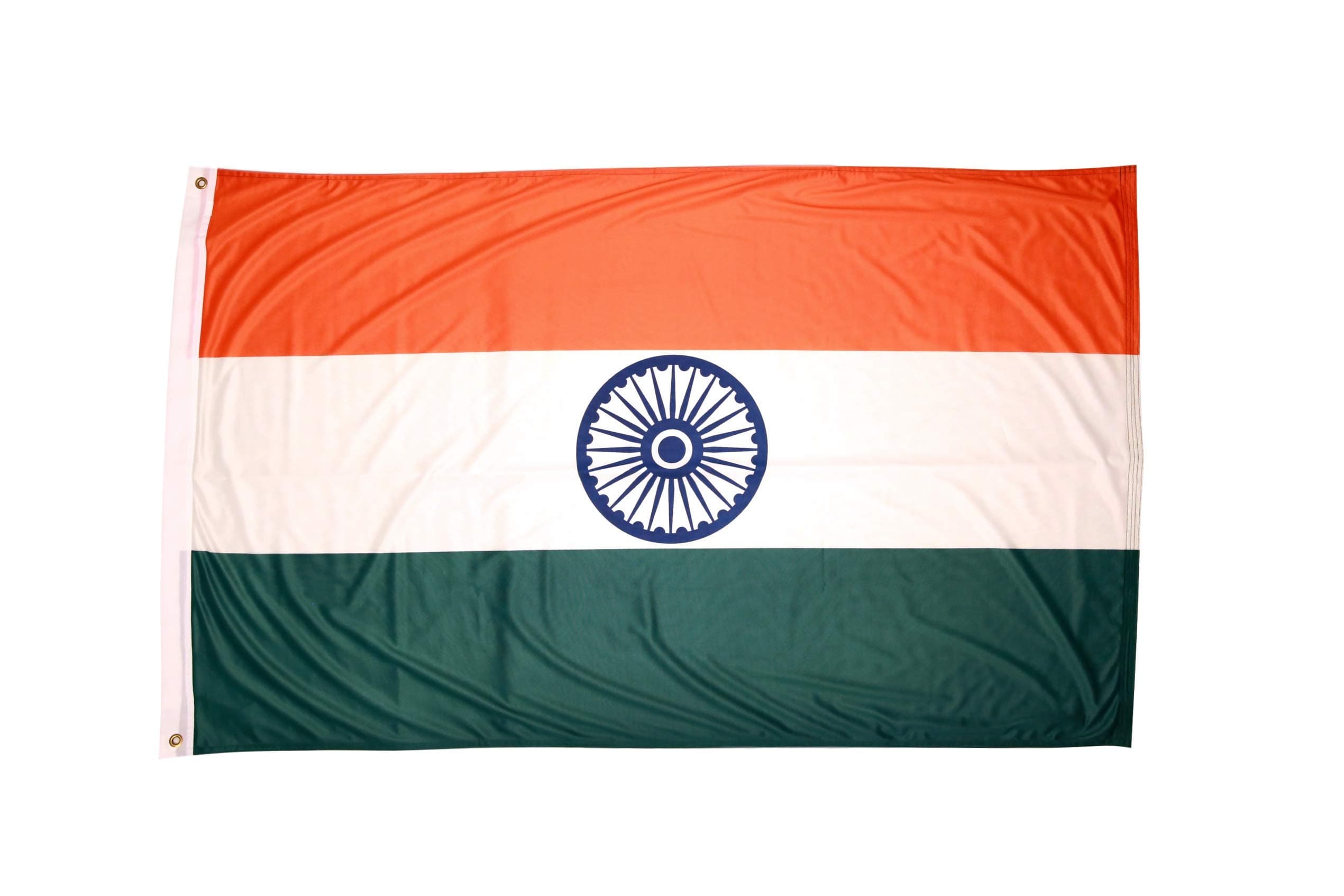 3x5 India Flag, with 100% Polyester Fabric, Double Stitched Edges, and Two Brass Grommets, 3x5 Indian Flag, Flag of India