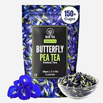 BLUE TEA - Butterfly Pea Flower Tea - 60gm - 120+ Cups | Aparajita - Shankhpushpi | ANTIOXIDANT RICH | Herbal Tea - Flower Based - Detox Tea - Caffeine Free | Zipper Pack