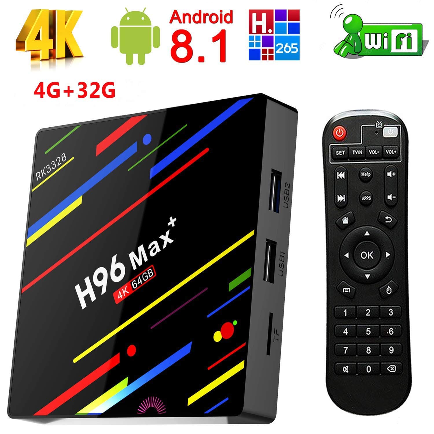 Android 8.1 TV Box, 4GB 32GB LinStar MAX+ 4K Smart TV Box, 3D 4K WIFI+ Full HD H.265 Set Top Box, RK3328 Quad-Core 64bit Cortex-A53, Penta-Core , Steaming Media Player