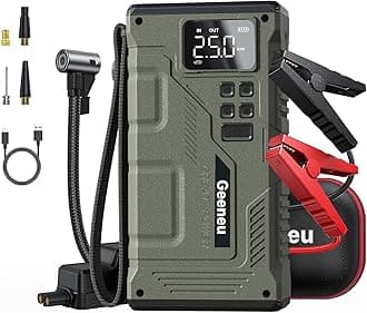 Portable Jump Starter with Air Compressor - Geeneu 4000A Car Battery Jump Box with 150PSI Digital Tire Inflator for 8.5L Gas/7.0L Diesel, 12V Battery Jumper Starter Pack Booster with Air Pump