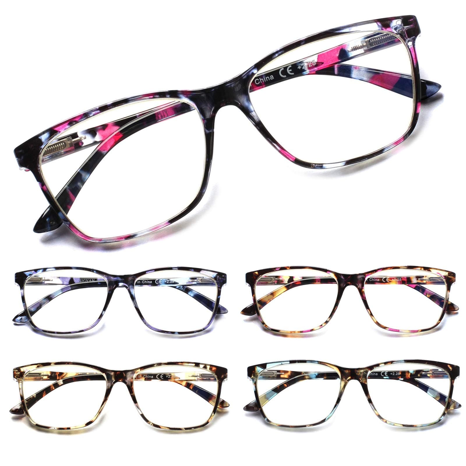 Ladies Reading Glasses Blue Light Blocking Spring Hinge Fashion Pattern Print Eyeglasses for Women