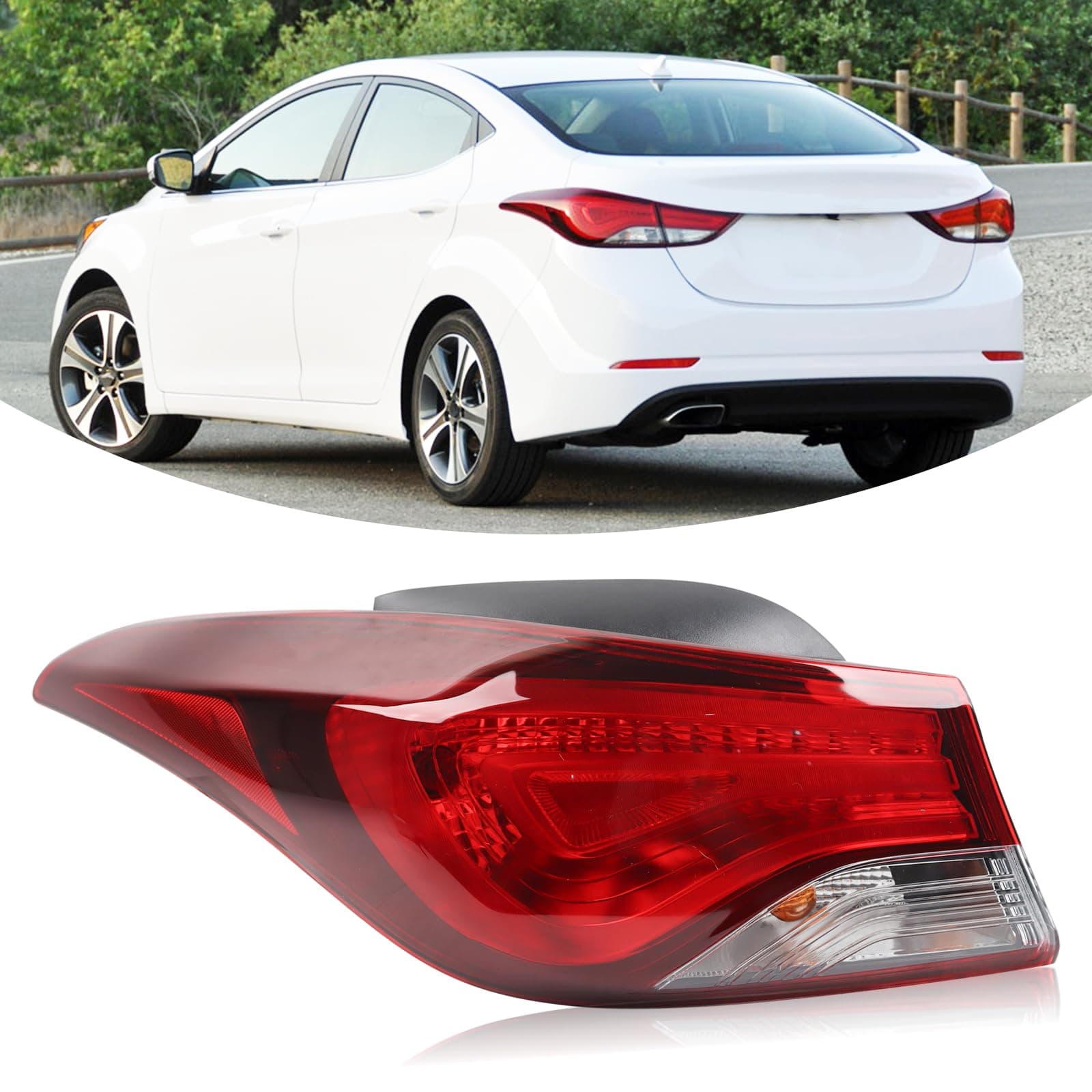 Left Tail Light Assembly Compatible With 2014-2016 Hyundai Elantra Tail Lamp Left Driver Side Replacement HY2804130 924013X230 11675890