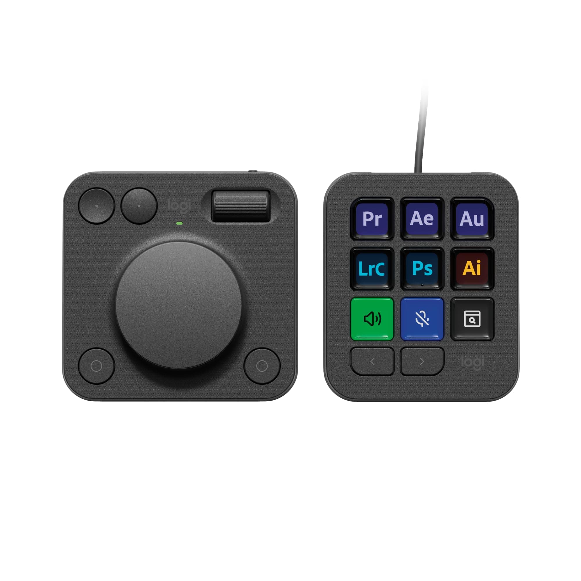 Logitech MX Creative Console, 9 Customizable LCD Keys, Stream Deck Accessories,Connectivity Technology USB-C, Control Dial for Graphic Design, Zoom, Spotify - Graphite, 3-Month Adobe Cloud Membership