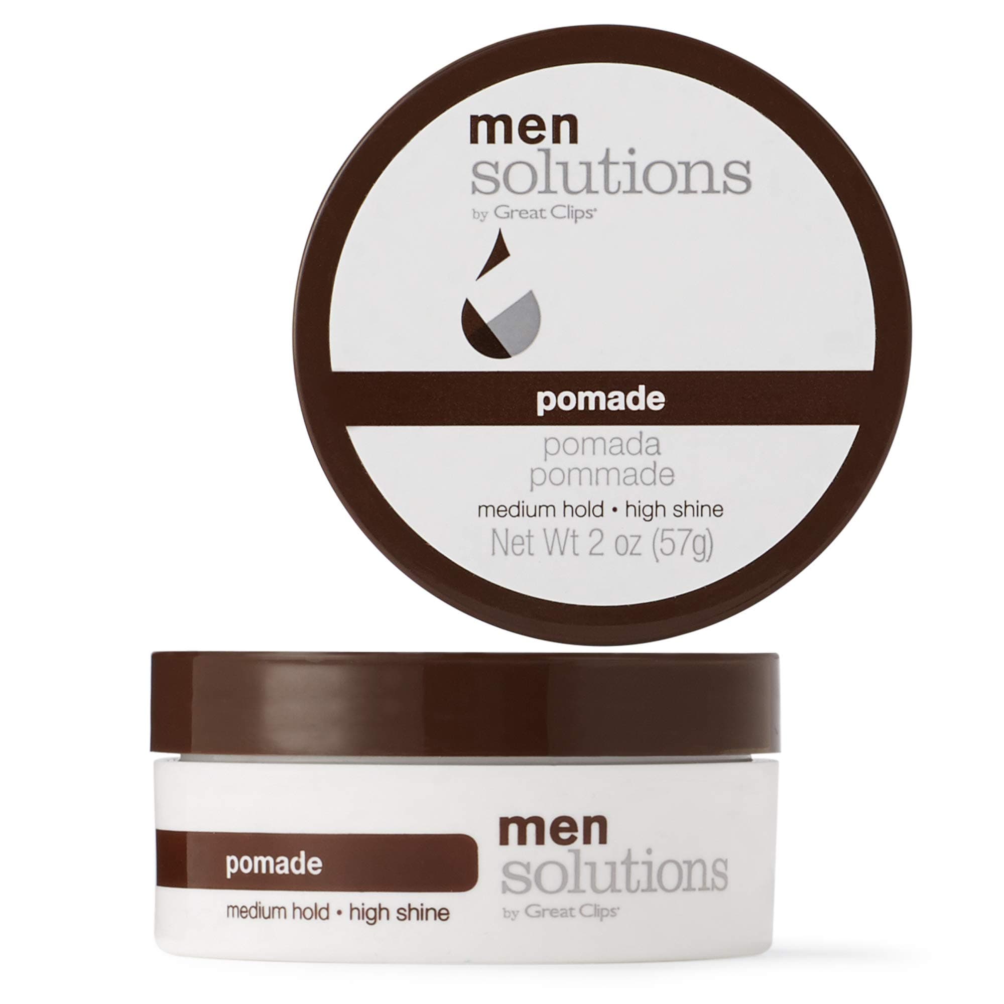 GREAT CLIPS Solutions Men's Pomade, 2oz | Medium Hold, High Shine | For Tousled & Slicked-Back Looks
