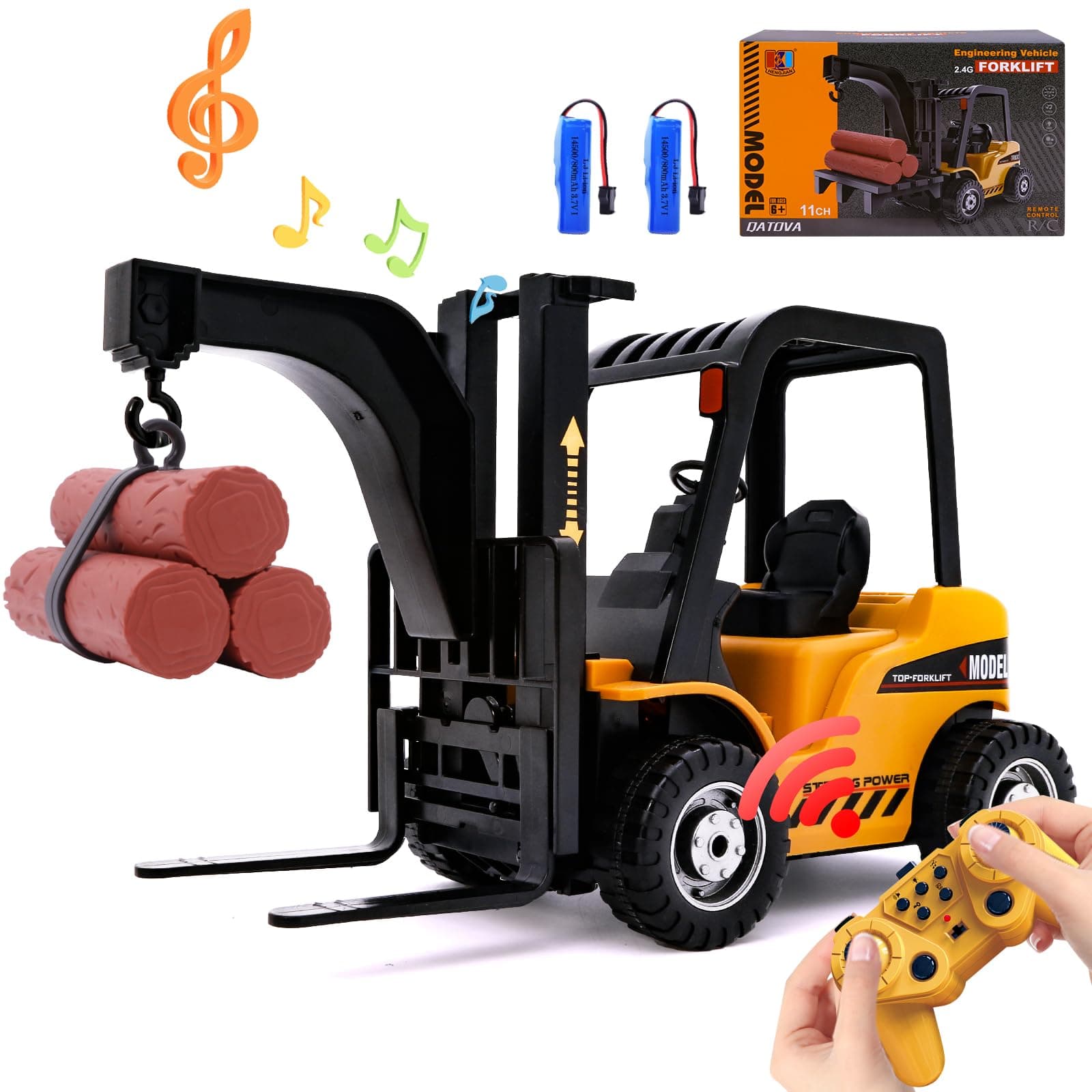 Remote Control Forklift- 11 Channel Full Functional Professional RC Forklift Construction Toys with Lights and Sounds, Engineering Car Toy Boy Gift …