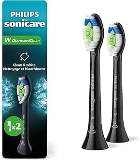 Genuine W DiamondClean Toothbrush Heads, 2 Brush Heads, Black, HX6062/95