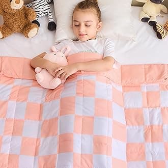 yescool Pink Checkered Weighted Blanket 7 Pounds Plaid Weighted Throw Blanket, Heavy Blanket for Sleeping, Tartan Bed Throw Blanket Gift for 60-80lbs, 40"x60"
