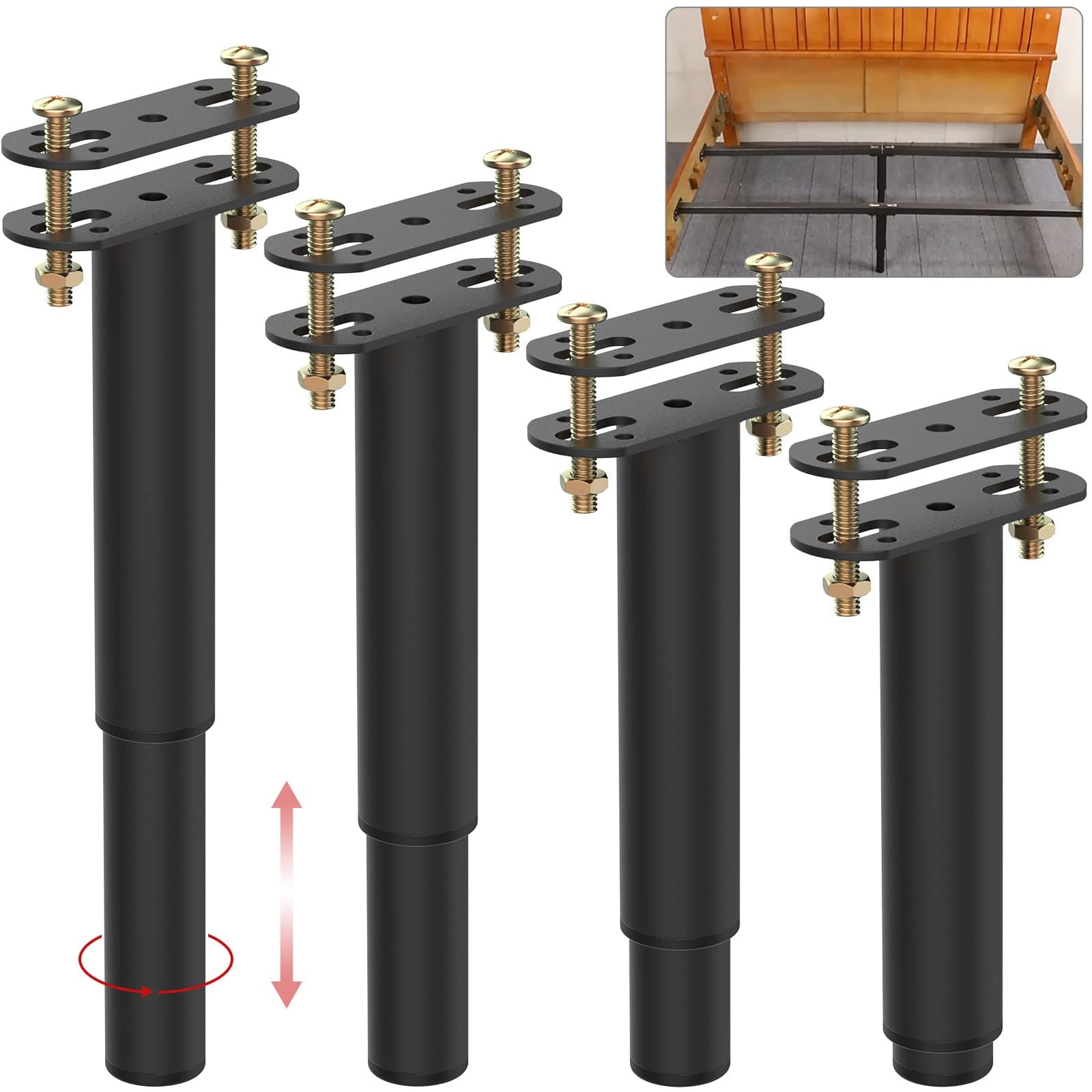 ForoGore 4Pcs 7"-13" Adjustable Center Support Leg for Bed Frame, Metal Bed Support Leg, Bed Frame Center Slats Support Feet, Replacement Leg for Bed Frame Sofa Furniture Cabinet Legs