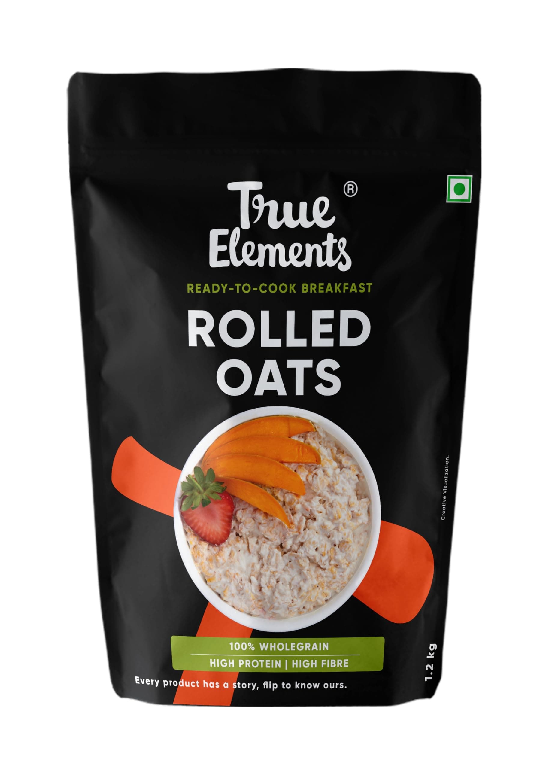Rolled Oats 1.2kg - Monthly pack | Wholegrain High Fibre, High protein Oats | Keeps You Fuller Longer | Perfect for overnight oats, smoothies & baking