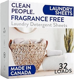 Fragrance Free Laundry Detergent Sheets - Laundry Soap - Ultra Concentrated, Recyclable Packaging, Stain Fighting - Fragrance Free, 32 Pack