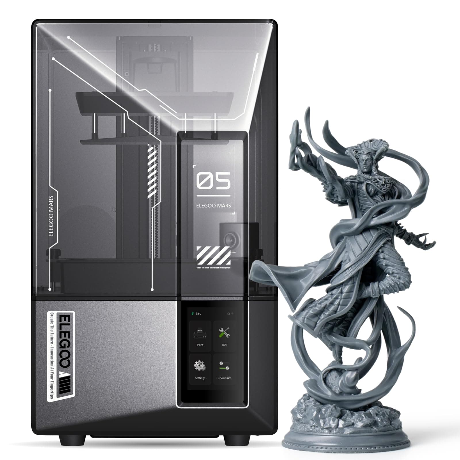 ELEGOO Mars 5 UItra 9K Resin 3D Printer, 150mm/h High Speed Printing, Smart Automatic Leveling, Intelligent Detection, WiFi-Transfer, Printing Size of 153.36 x 77.76 x 165 mm³
