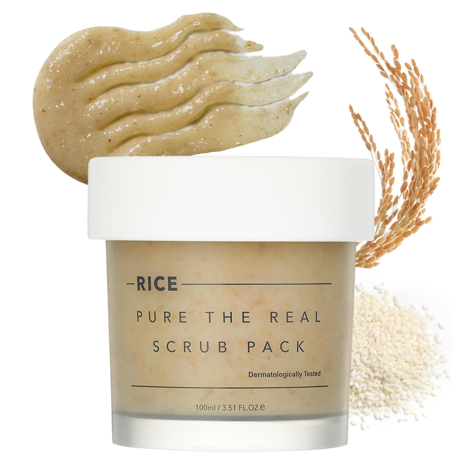 THANKYOU FARMER Rice Pure The Real Scrub Pack 100ml - Warming Exfoliating Face Scrub, Korean Exfoliator with Korean Rice & Bran & Flour