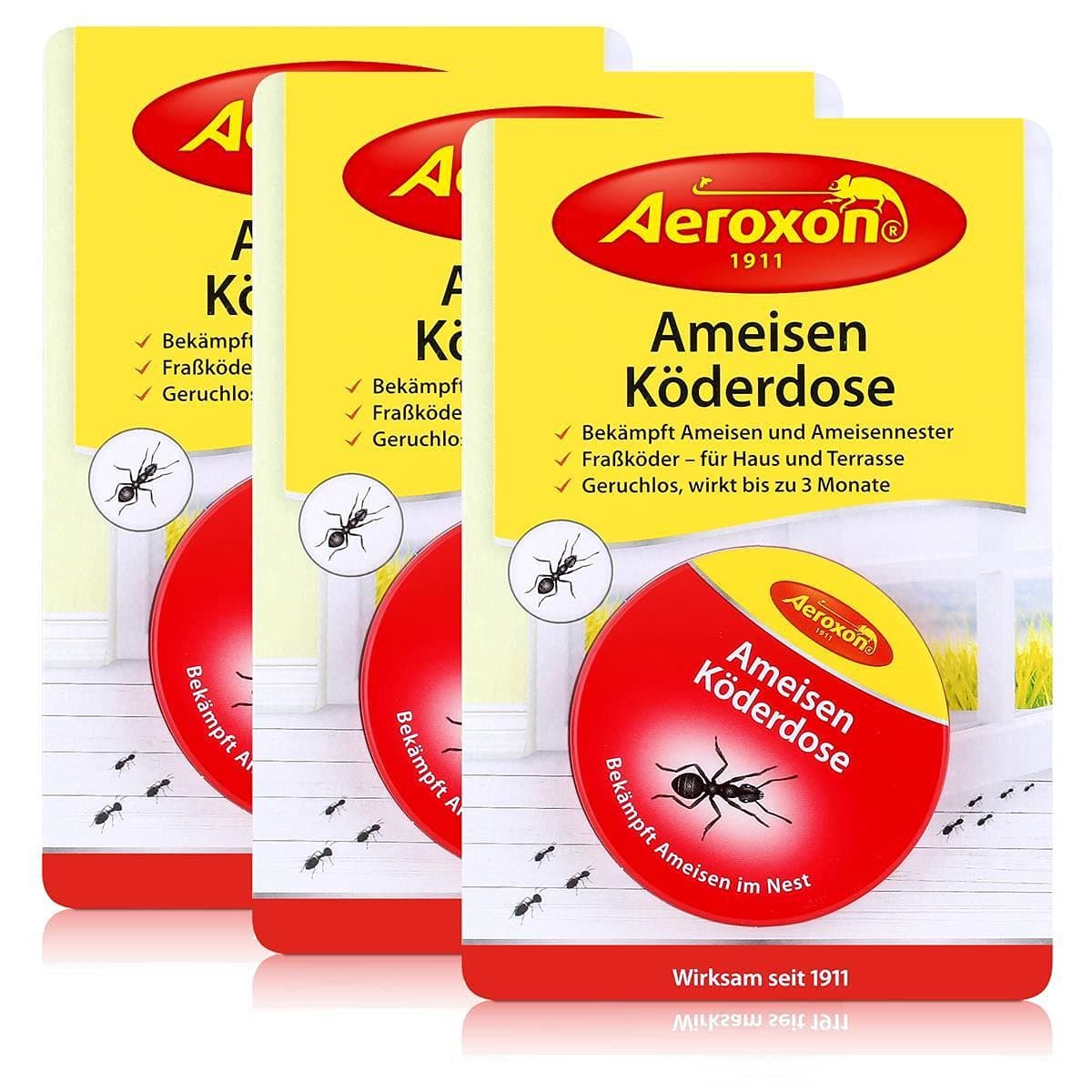 Aeroxon Ant bait box – quick and strong effect – also against the queen of ants – pack of 3