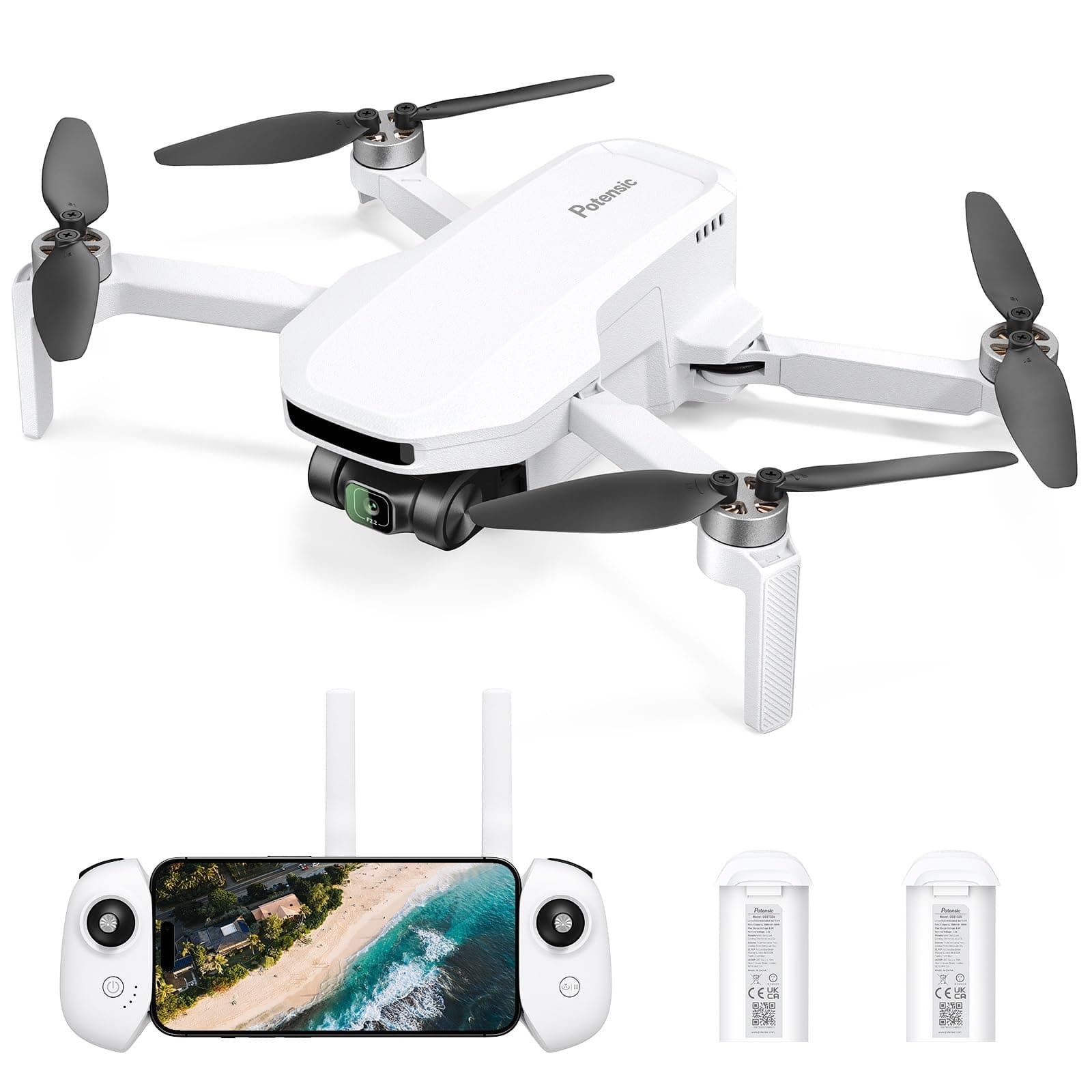 ATOM LT GPS Drone Under 249g, 2 Batteries 80 Mins, EIS 2.5K Camera, 4KM FPV Transmission, Brushless Motor, Auto Return, SurgeFly, Entry Level Foldable Drone for Adults Beginner, Expansion Kit