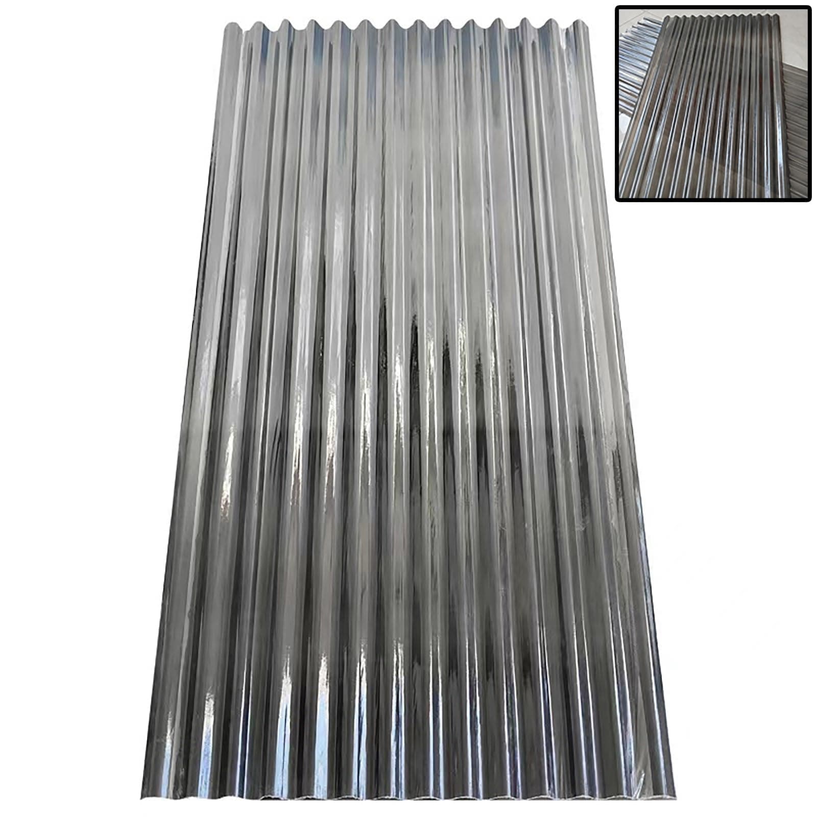 Clear Roofing Panel, 1mm Corrugated Roofing Panels, Cladding Walling Sheeting, Fiberglass Daylighting Panels, Greenhouse Shed Roof Panel, Roofing Sheet, Easy to Roll and Cut(Black,35x91in)