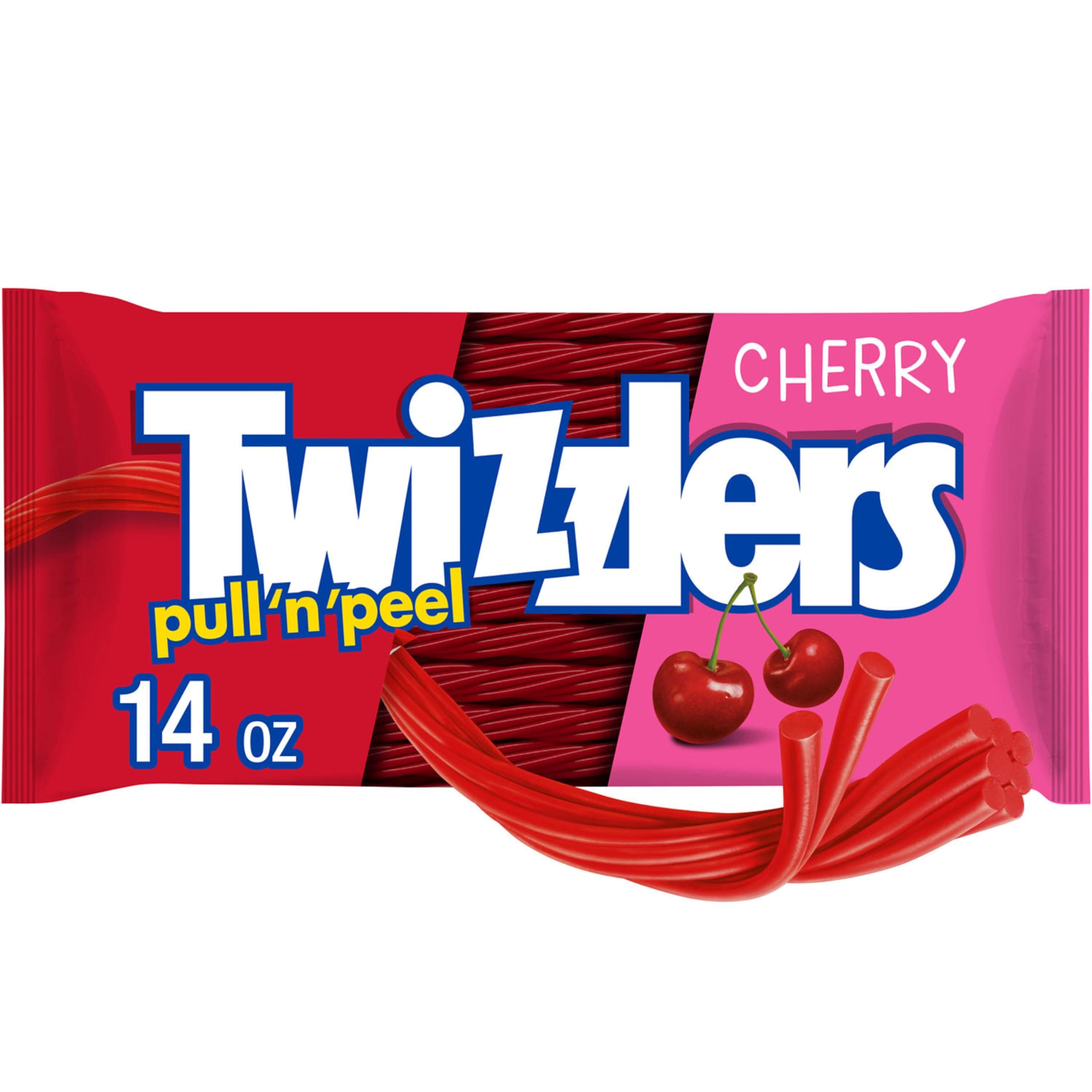 TWIZZLERS PULL 'N' PEEL Cherry Flavored Licorice Style, Chewy Candy Bag, 14 oz