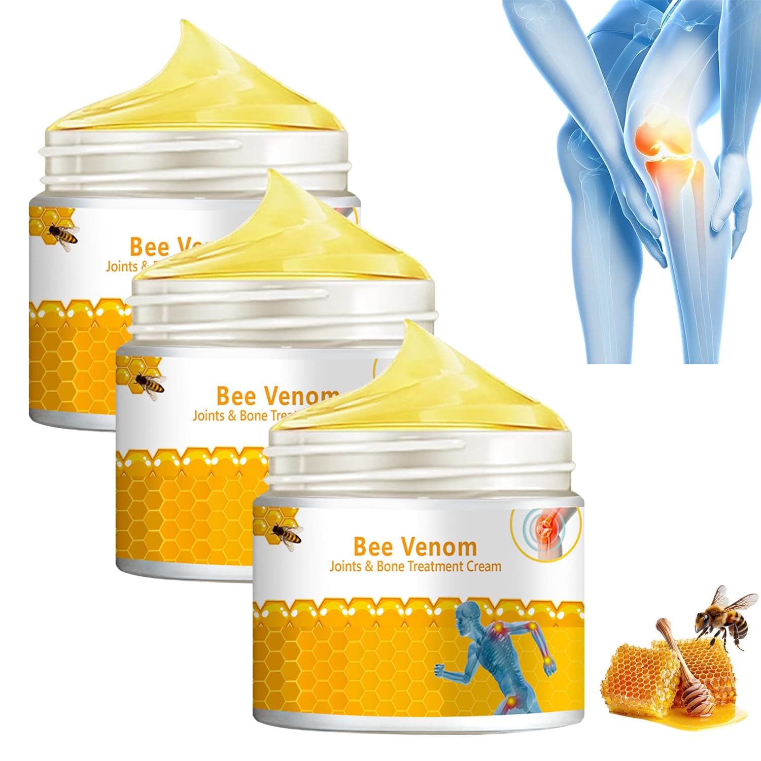 3 PCS Bee Venom Joint and Bone Therapy Cream, New Bee Venom Gel, Specializes in Muscle Soothing, for All Parts of The Body, for Men & Women