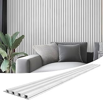 Art3d 8-Pack 96 x 6in. WPC Acoustic Slat Wall Panel for Modern Interior Decor, TV Background, Living Room, Matte White