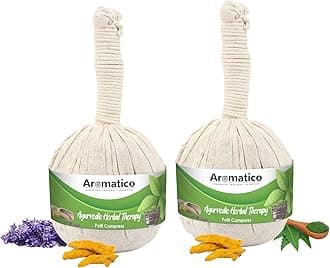 AROMATICO Ayurvedic Herbal Potli with 17 ancient herbs. Helps with Pain Relief, Post-Workout Recovery & Muscle Relaxation. For Men & Women. 200gm Pack of 2