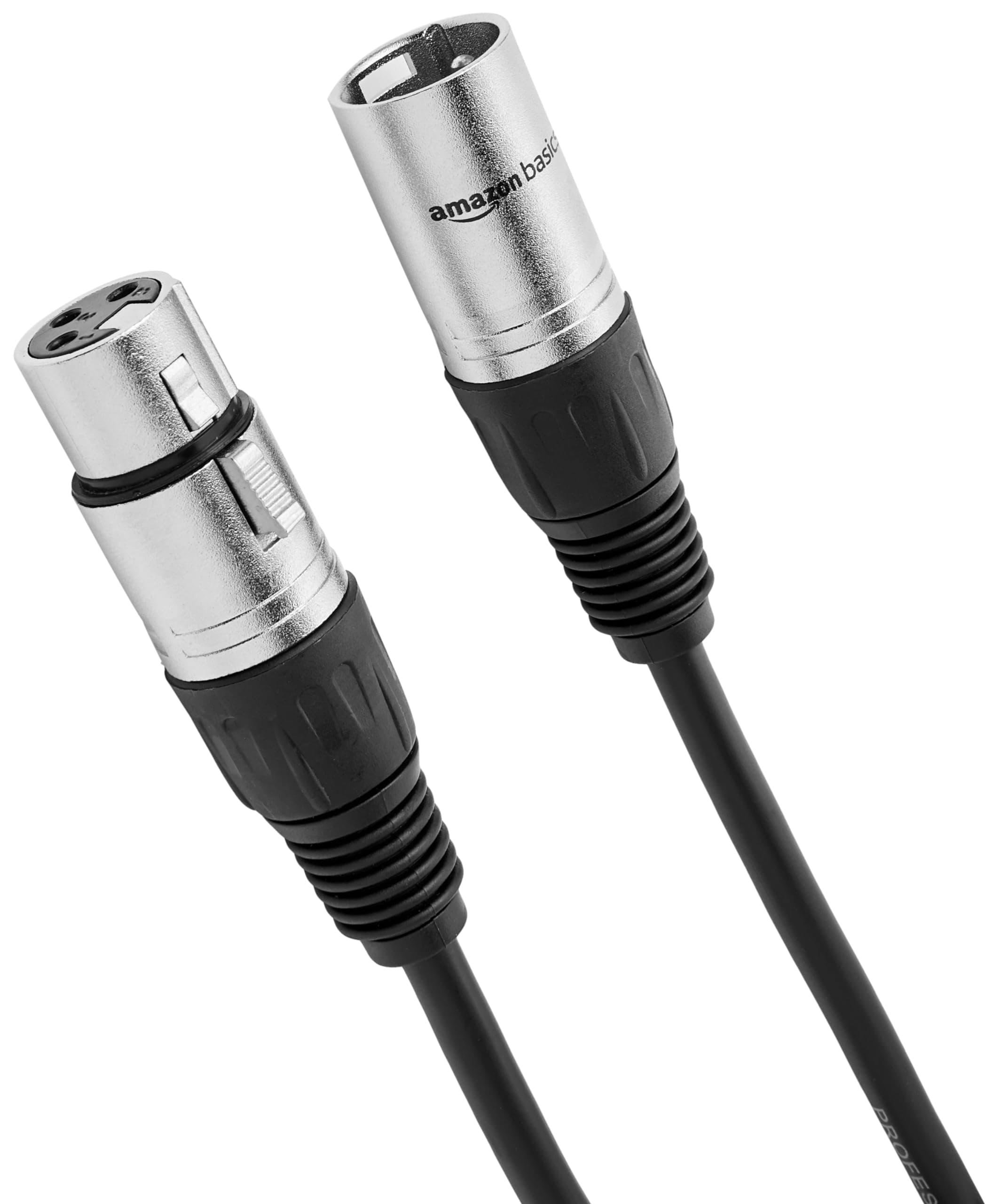 Amazon Basics XLR Microphone Cable for Speaker or PA System, All Copper Conductors, 6MM PVC Jacket, 3 m, Black