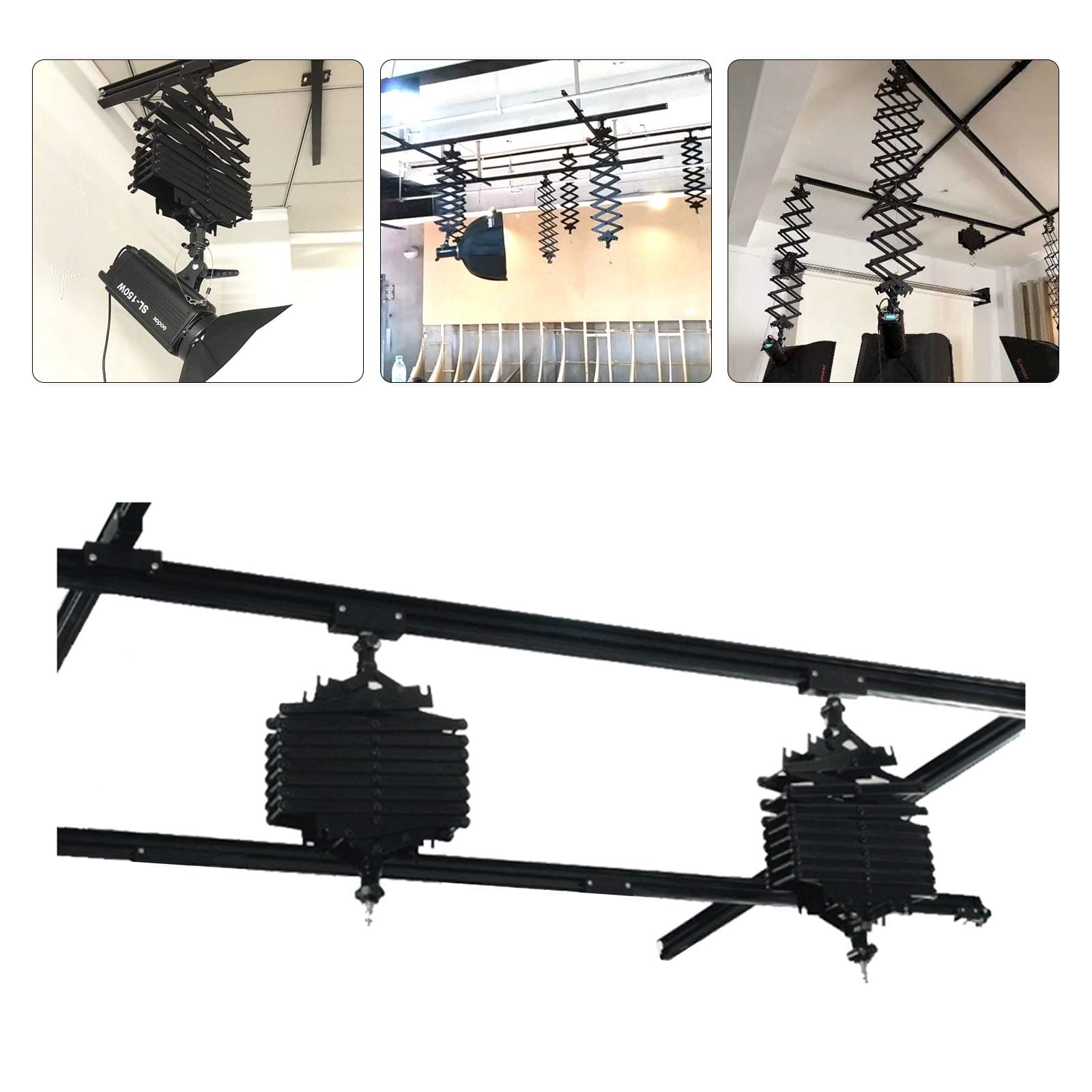 DATOU BOSS78.7"x78.7" Studio Lighting Mounting System Complete Kit 43cm Pantography Studio Lighting Support Rail System for Studio Pantograph Shooting(2m x 2m-B)