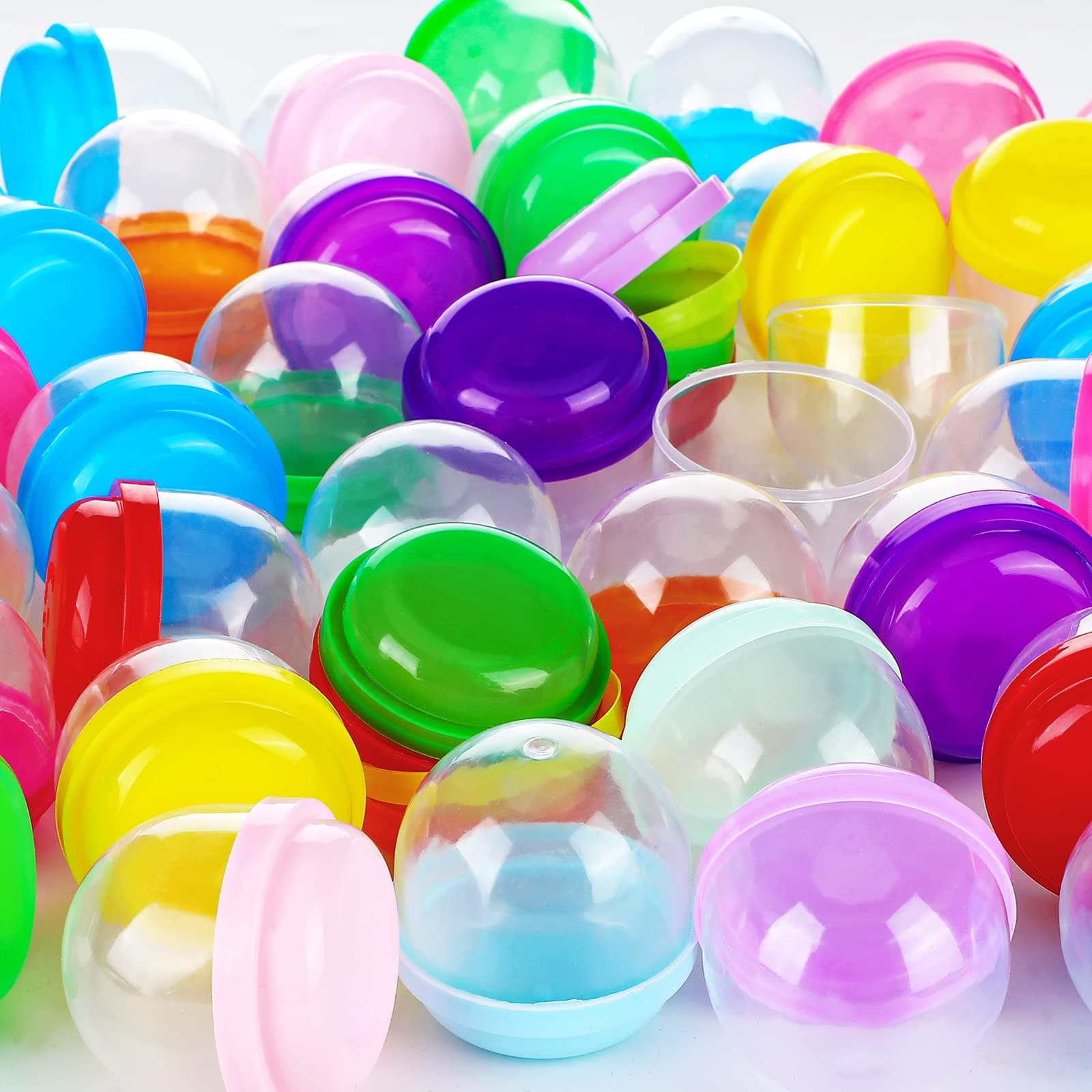Jexine 150 Pcs Vending Machine Capsules Bulk for Claw Machine 2 Inch Frosty Clear Acorn Capsules Prizes Toys Refill 12 Assorted Colors Capsules for Boy and Girl Christmas Party Favor, Game Prize