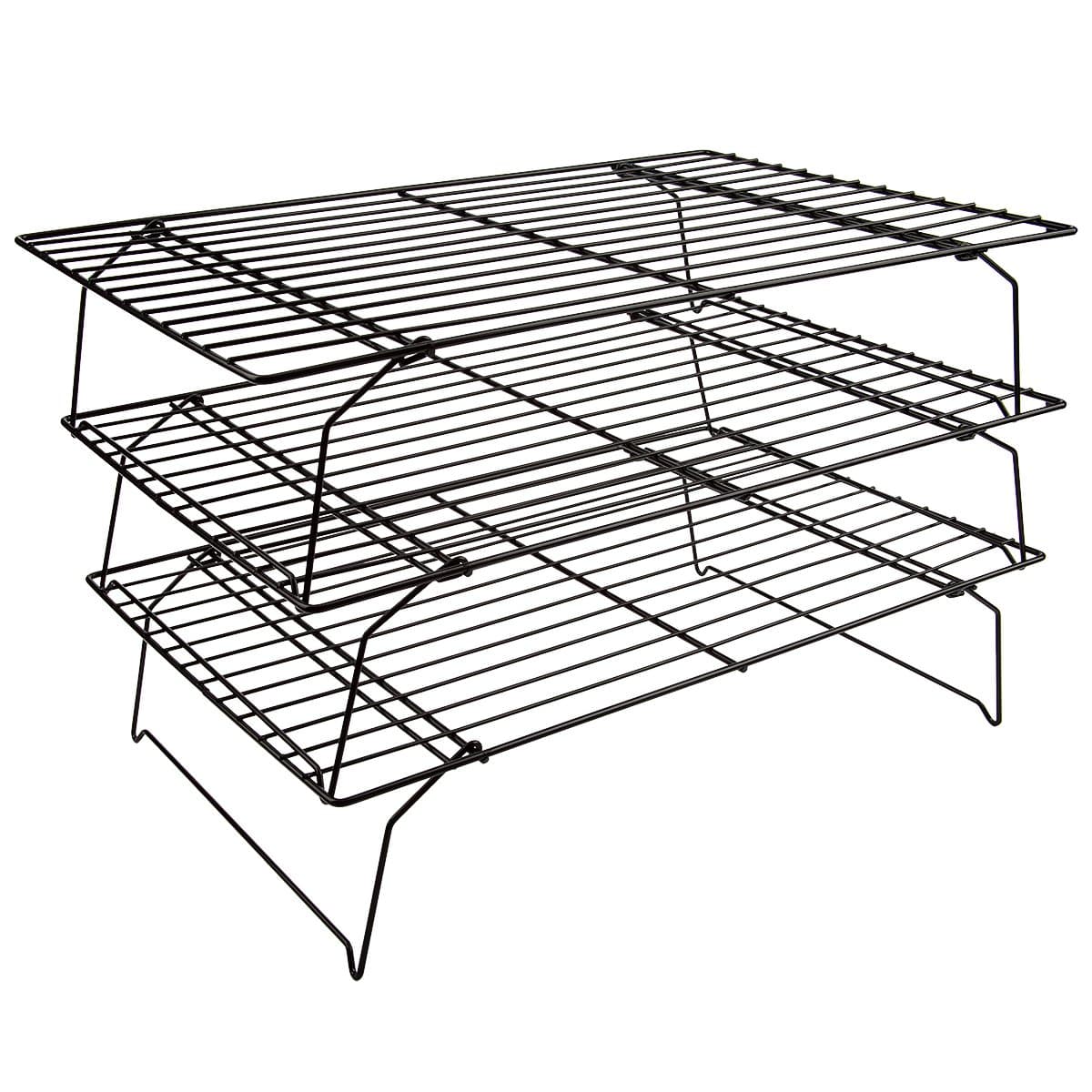 Flytt Stackable 3-Tier Cooling Rack Grid, Black, 15.7 inch x 9.8 inch