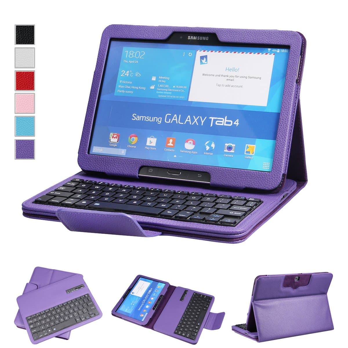 NEWSTYLE Removable Wireless Bluetooth Keyboard ABS Plastic Laptop Stylish Keys and Protective Case For Samsung Galaxy Tab 3 10.1" 10.1 inch Tablet P5200 & Galaxy Tab 4 10.1 inch Tablet SM-T530 T531 T535 (Purple)