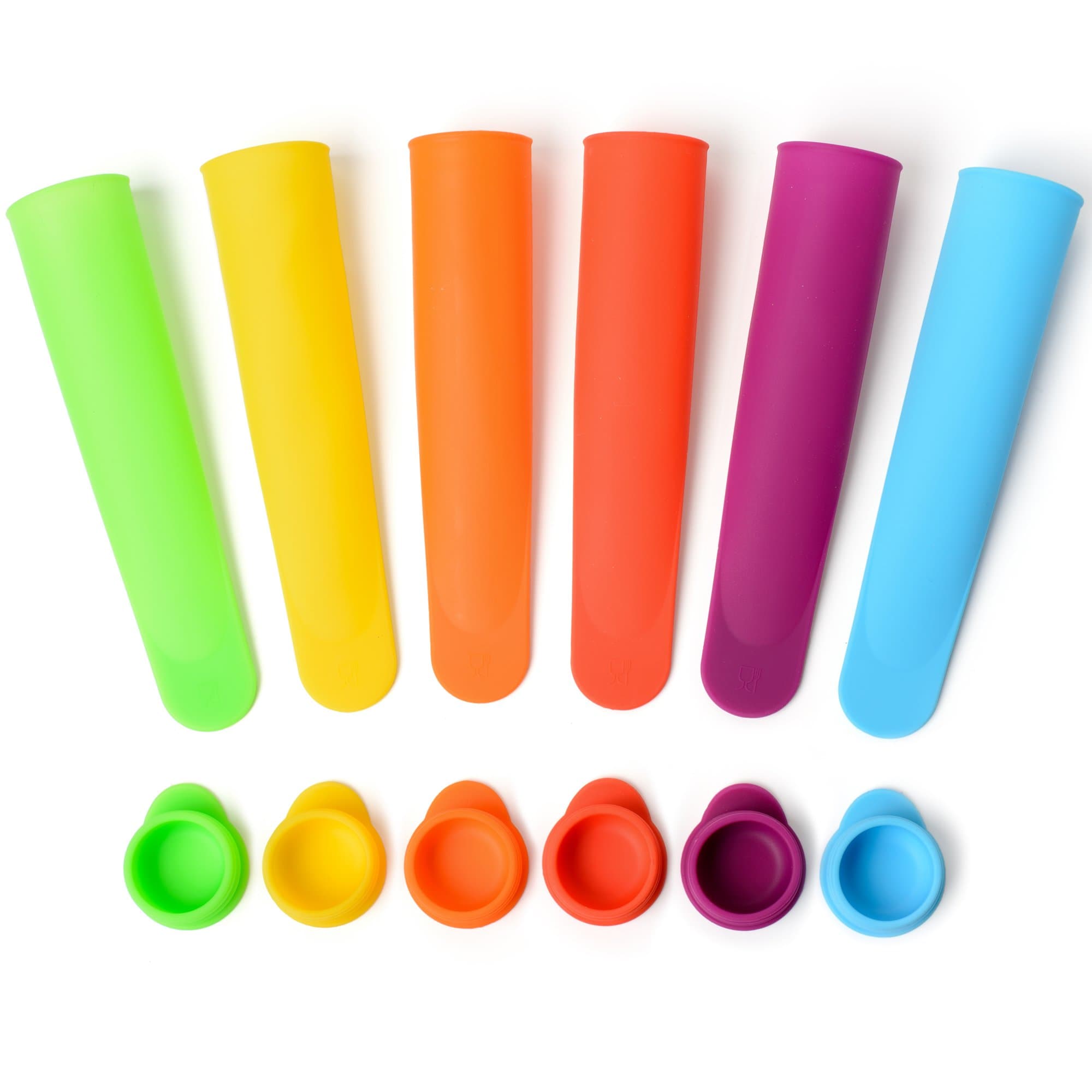 Silicone Popsicle Molds / Ice Pop Maker - Multi Color, Set of 6 with Lids - (Bright ) .. By Sunsella