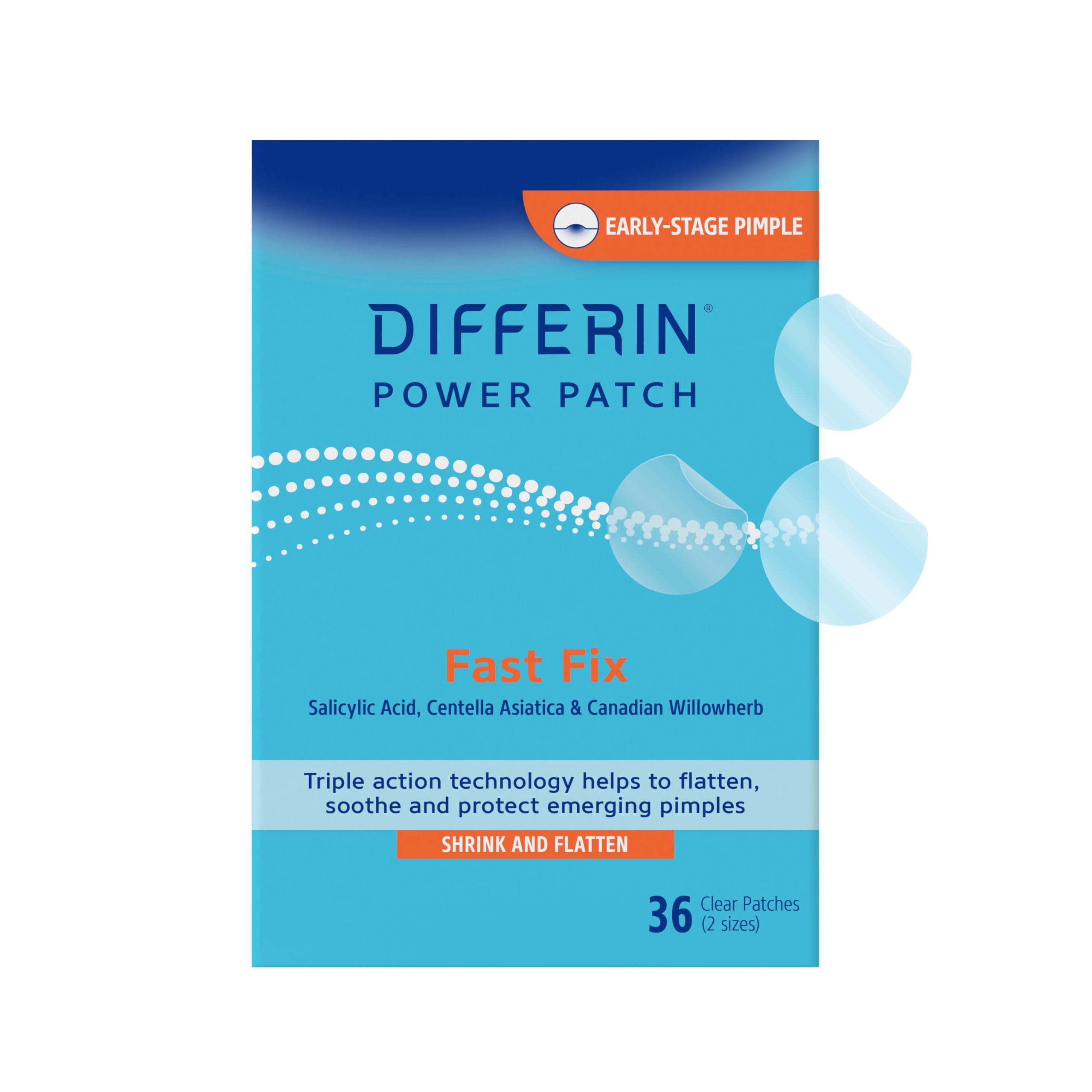 Differin Acne Patches, Pimple Patches for Acne Prone Skin, Formulated with Salicylic Acid and Centella, Fast Triple Action Power Patch for Day & Night, Dermatologist Tested, 36 Count