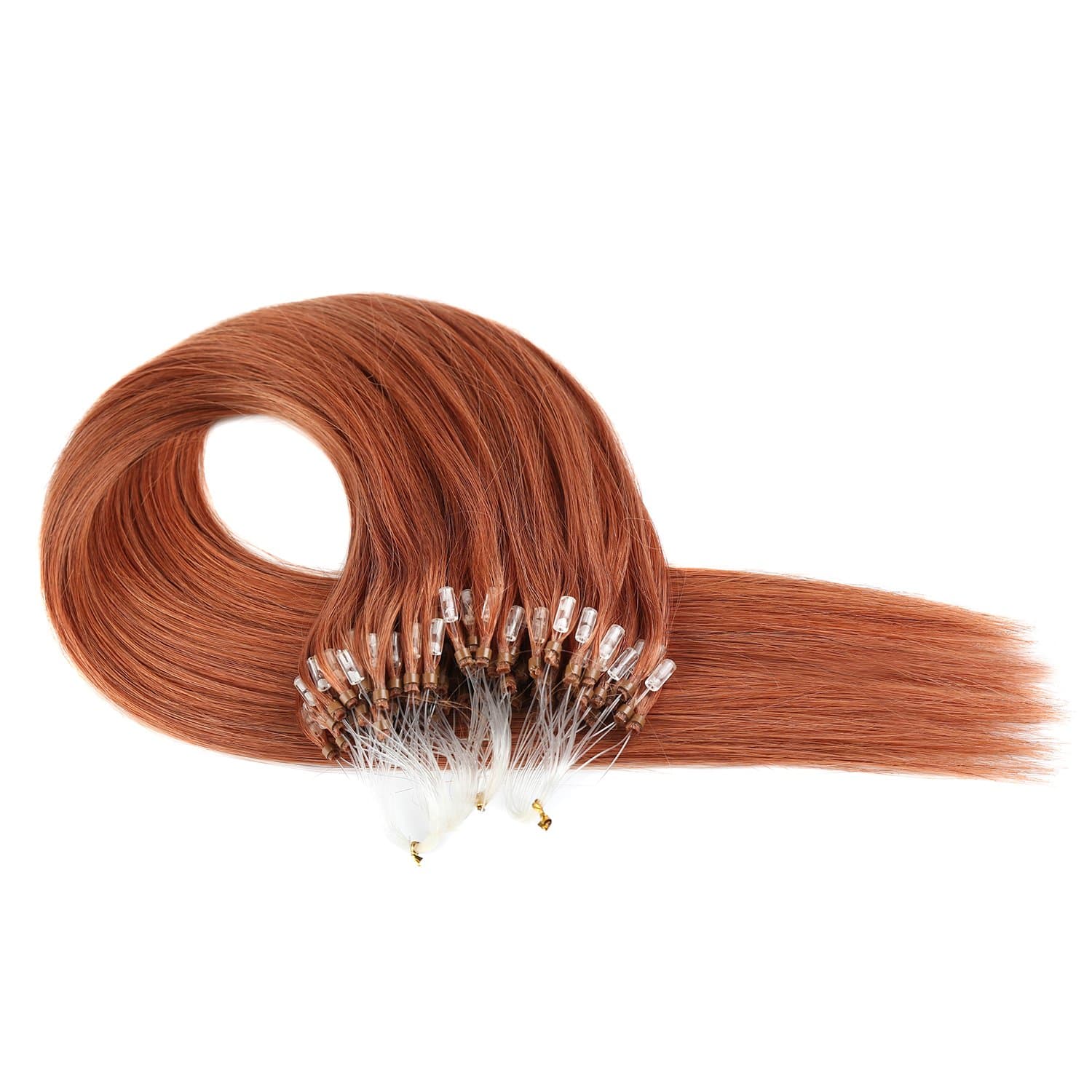 100 Strands 18inch Micro Loop Ring Human Hair Extensions Remy Hair 50g Weight (#30 Light Auburn)