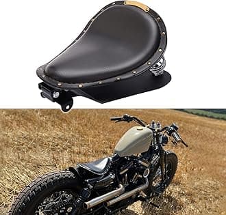 DREAMIZER Motorcycle Leather Seat Brown Crocodile Cushion Compatible with Rebel 250 300 500 Refit Bobber Street Bike Chopper,Black