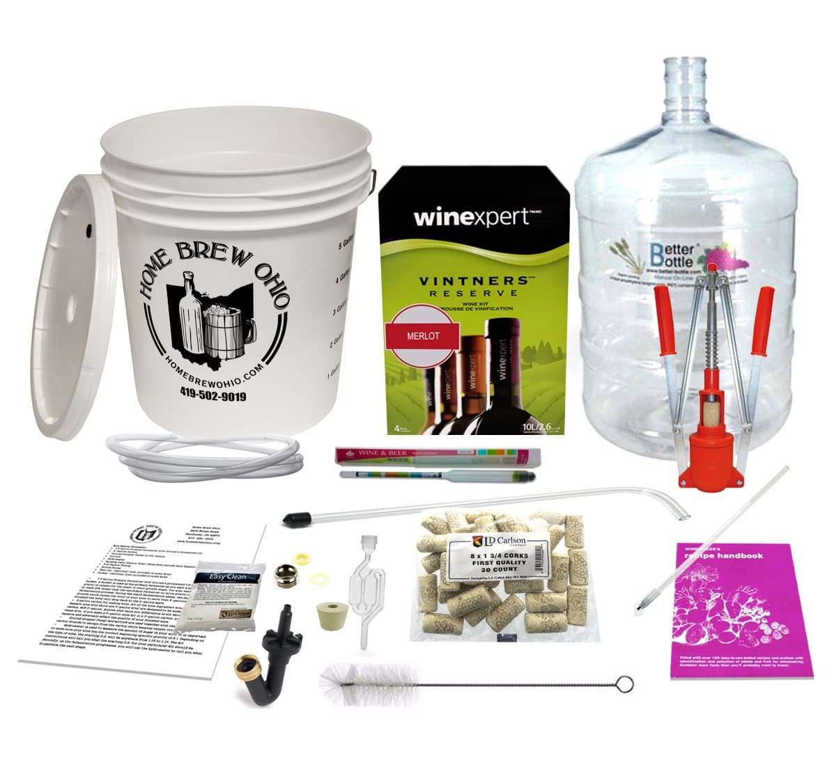 Wine Making Equipment Kit with Merlot Ingredient Kit