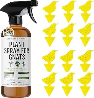 Kate's Home & Garden Plant Spray for Insects & Getting Rid of Gnats with 12 Sticky Traps. Fungus Gnat Killer & Bug Spray for Indoor Plants (16oz, Peppermint, Pet Safe, Non Toxic)