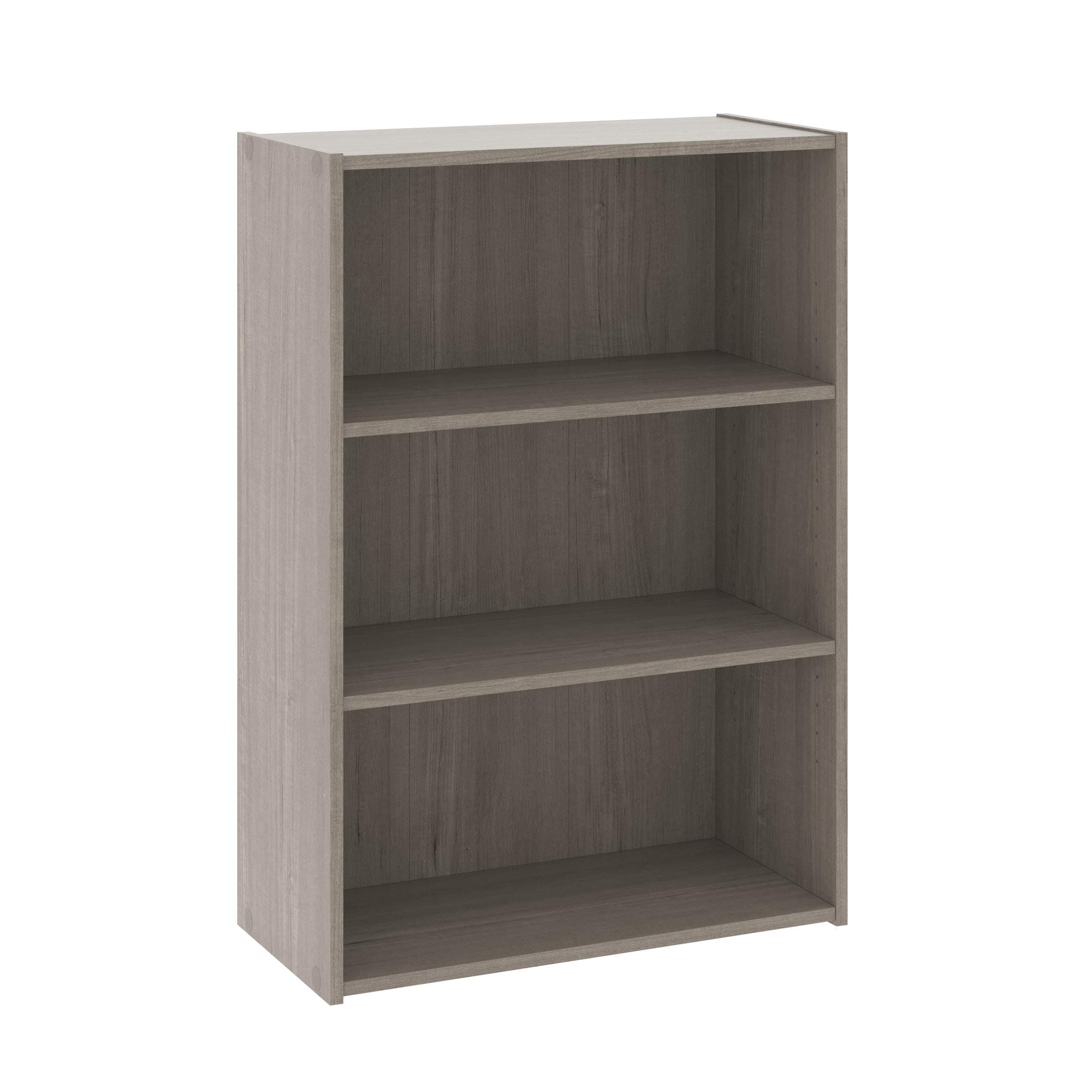 Sauder Beginnings 3-Shelf Bookcase, Bookshelf with Adjustable Storage Shelves, in Silver Sycamore