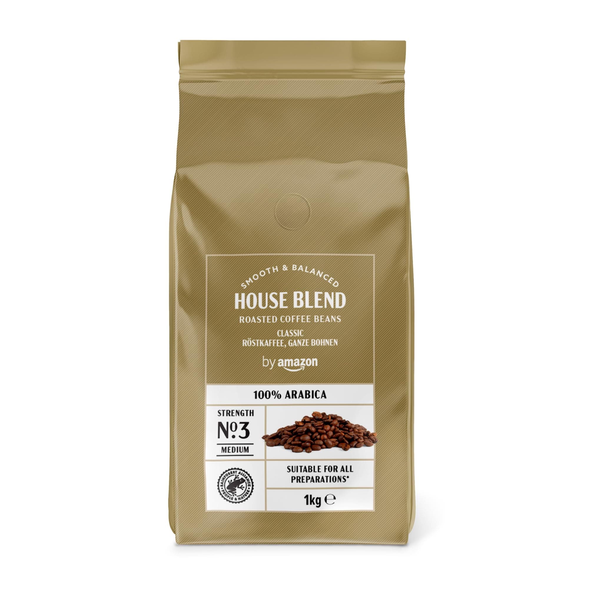 House Blend Coffee Beans, Medium Roast, 1kg, Rainforest Alliance Certified