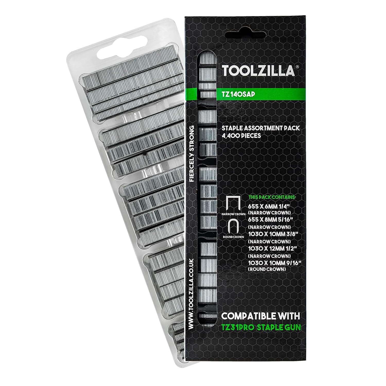 TOOLZILLA Staple Assortment Pack, 4,400 Pieces, Variety for Staple Gun and Stapler, Including Narrow Crown and Round Crown for Every Job, Replacement for Home DIY