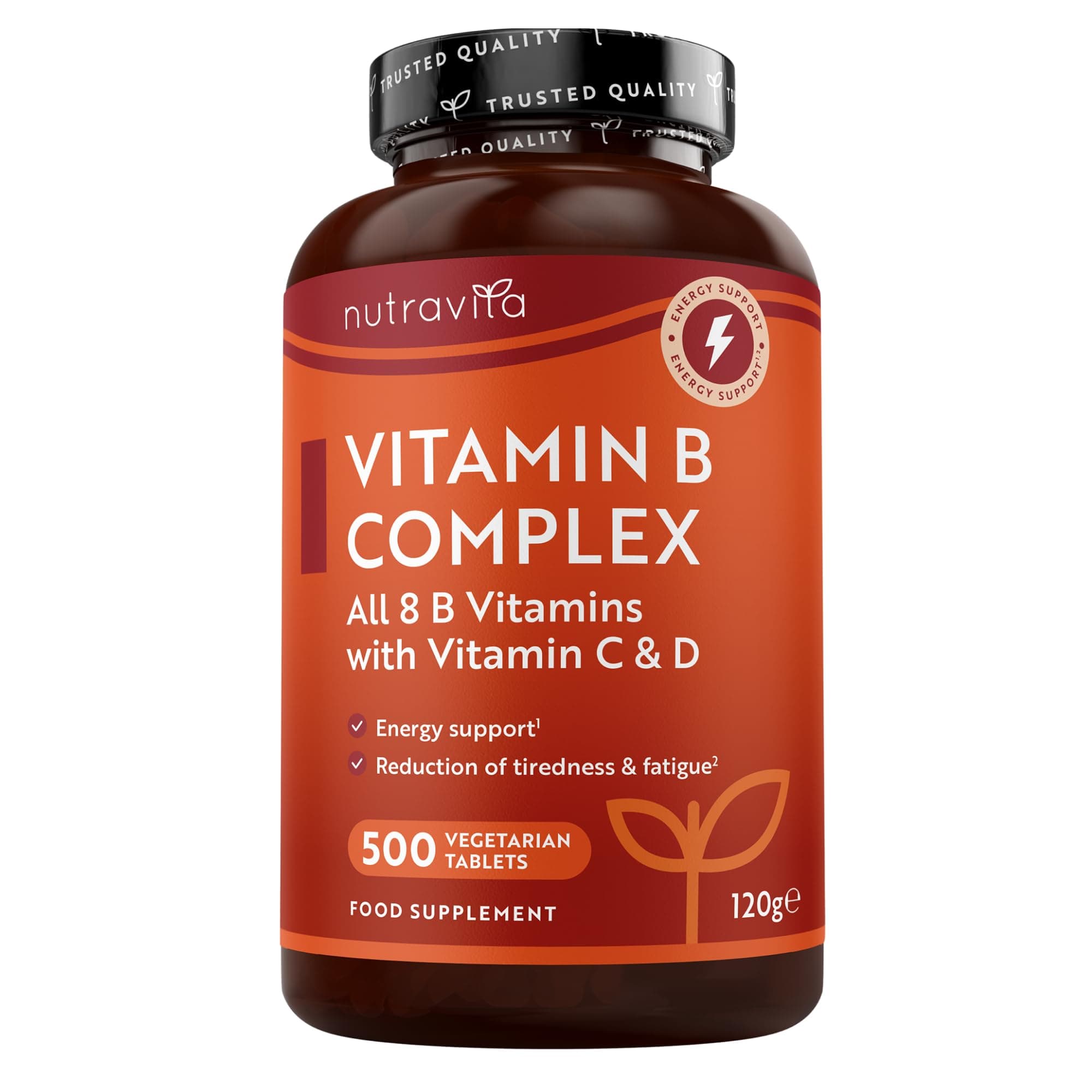 – Vitamin B Complex High Strength with Vitamin D + Vitamin C 500 Tablets for +1 Year of Supply, Energy-Yielding Metabolism - Reduction of Tiredness & Fatigue (EFSA) Made in the UK