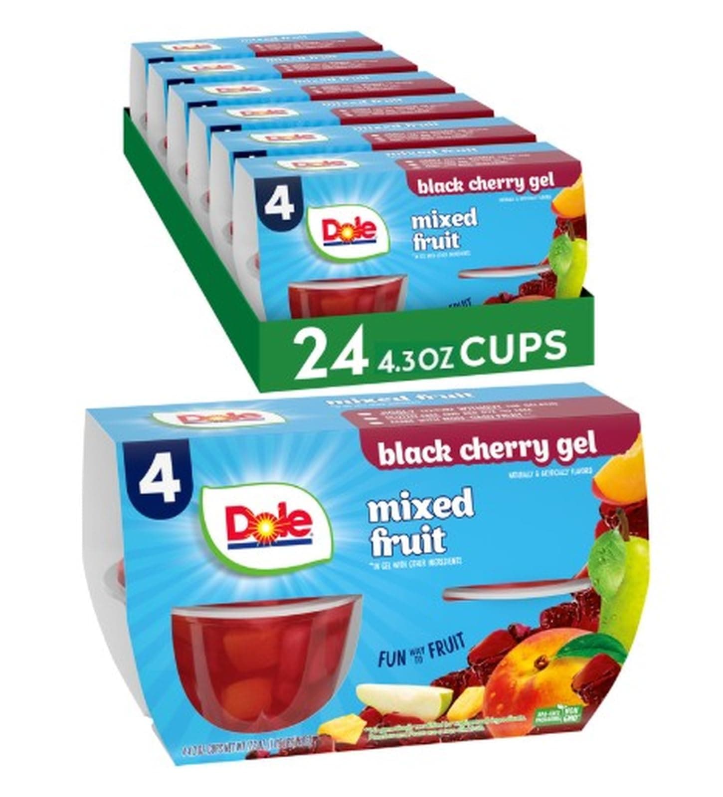 FRUIT BOWLS Mixed Fruit in Black Cherry Gel, 4.3 Ounce Cups (Pack of 4)
