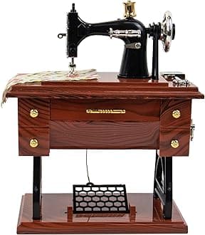 Vintage Mini Music Box Sewing Machine Figurine Birthday Gift Table Decor